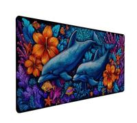 Tapis de Souris OcéAn, Dauphin sous Main Bureau 1600x800x3mm, Tapis de Souris XXL Gaming avec Rubber Base, Accessoire Bureau, Mouse Pad avec Coutures sur Les Bords, Grand Clavier Pad, pour PC, S-4178