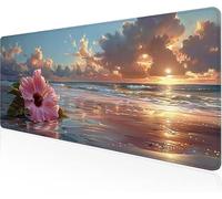 Tapis De Souris Océan,Sous Main Bureau Fleur Tapis De Souris XXL Gaming 1400x600x3mm Protege Bureau Avec Base AntidéRapante,Durable Et ImperméAble Tissu Texturé En Microtissu AméLiore PréCision Y1-695