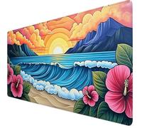 Tapis de Souris Océan Tapis de Souris Gamer XXL 1000x500x3mm Mouse Pad Fleur, Bords Surpiqués, Base en Caoutchouc Imperméable et Antidérapante, Améliore la Précision et la Vitesse, Jeux Y7-319