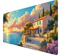 Tapis de Souris Océan Tapis de Souris Gamer XXL 800x300x3mm Mouse Pad Fleur, Bords Surpiqués, Base en Caoutchouc Imperméable et Antidérapante, Améliore la Précision et la Vitesse, Ordinateur Y7-318