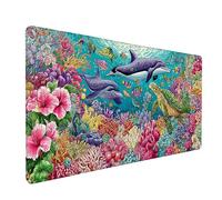 Tapis de Souris OcéAn, Tortue Sous Main Bureau 600x300x3mm, Tapis de Souris XXL Gaming avec Rubber Base, Accessoire Bureau, Mouse Pad avec Coutures sur Les Bords, Grand Clavier Pad, pour Gamer, S-3010