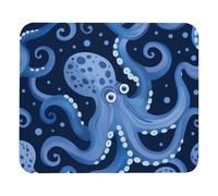 Tapis De Souris Octopuss and Blue Wave Pattern Mousepad Antidérapante Accessoires De Jeu Portable Tapis Souris pour Travail Jeu Gaming M