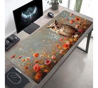 Tapis de Souris Oiseau Grand Tapis Souris XXL, Rouge Mouse Pad Bureau Gamer, à Bords Cousus, Base en Caoutchouc Antidérapante, sous Main pour Clavier et Mouse Pad, Cadeau 120 x 60 cm PjY8858 E-D