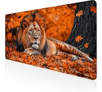 Tapis de Souris orange Tapis de Souris Gamer 700x300x3mm Grand Sous Main Bureau lion Modèle, Base Antidérapante en Caoutchouc Mousepad, Imperméable Durable Mouse Pad pour PC Gamer & Deco Bureau D1-952