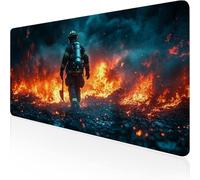 Tapis de Souris orange Tapis de Souris Gamer 800x400x3mm Grand Sous Main Bureau flamme Modèle,Base Antidérapante en Caoutchouc Mousepad,Imperméable Durable Mouse Pad pour PC Gamer & Deco Bureau D1-558