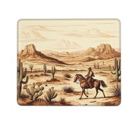 Tapis De Souris Ouest avec des Chevaux De Selle Base en Caoutchouc Anti-Dérapant Tapis De Souris Gaming Moderne Mousepad pour Maison Gamer Travail 25X30Cm