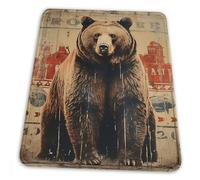 Tapis De Souris, Ours Rustique du Sud-Ouest Marron Vintage Base en Caoutchouc Mouse Pad Bords Cousus Tapis De Gaming pour Pc Claviers Bureau 25X30cm