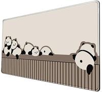 Tapis de souris panda mignon XL - 80 x 40 cm - Sous-main de bureau - Beige - Grand tapis de clavier Kawaii - Avec base antidérapante et bords cousus