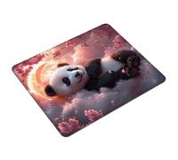 Tapis de Souris Panda Tapis Souris Gaming Rose Mouse Pad avec Bords Cousus et Base en Caoutchouc Antidérapant, Petit Portable Mousepad pour Gamer, PC, Ordinateur Portable, Bureau 29 x 24 cm S0-211
