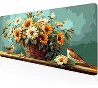 Tapis De Souris Panier Fleurs,Sous Main Bureau Birdie Tapis De Souris XXL Gaming 1400x600x3mm Protege Bureau Base AntidéRapante,Durable ImperméAble Tissu Texturé Microtissu AméLiore PréCision Y1-1141