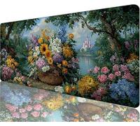 Tapis de Souris Panier Fleurs Tapis de Souris Gaming XXL 1000x500x3mm, Château Mouse Pad Imperméable Antidérapant Bords à Double Couture Assurent Durabilité, Tandis Microfibre Cadeaux Homme N1-224