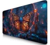 Tapis de Souris Papillon 700x400x3mm sous Main Bureau avec Base Anti-Dérapage Attrape-Rêves Tapis de Souris Gamer Imperméable, Mouse Pad avec Coutures sur Les Bords, Accessoire Bureau Gamer F0-1031