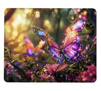 Tapis de Souris Papillon Gaming Tapis Souris Bord Cousu et Base en Caoutchouc Mousepad Imperméable Mouse Pad Améliorées Vitesse et la précision pour PC Portable, Gaming Accessoires 260x220x3mm H0-335