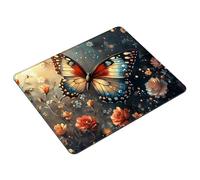Tapis de Souris Papillon Tapis Souris Gaming Fleur Mouse Pad avec Bords Cousus et Base en Caoutchouc Antidérapant, Petit Portable Mousepad pour Gamer, PC, Ordinateur Portable, Bureau 24 x 20 cm S0-431