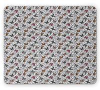 Tapis De Souris Papillons De Nuit Volant Autour du Motif De La Saison Printanière sur Fond Imprimé Animal Léopard Tapis De Souris Carré Doux Tapis De Souris D'Pour 25X30Cm