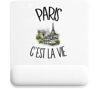 Tapis de Souris Paris C'est La Vie | Tapis Ergonomique avec Repose-Poignet Intégré | Idée Cadeau Homme Femme Bureau Anniversaire Noël | Imprimé en Bretagne