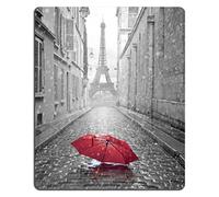Tapis de souris Paris France Tour Eiffel, parapluie rouge, 30 x 24,9 cm, tapis de souris de jeu en caoutchouc antidérapant