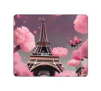 Tapis De Souris Paris Street Eiffel Tower Pink Florals Mousepad Imperméable Accessoires De Jeu Antidérapante sous-Main pour Ordinateur Ordinateur Portable Travail S
