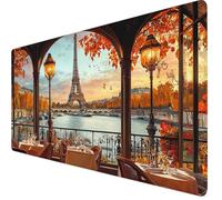 Tapis de Souris Paris Tapis de Souris Gamer XXL 1200x400x3mm Mouse Pad Automne, Bords Surpiqués, Base en Caoutchouc Imperméable et Antidérapante, Améliore la Précision et la Vitesse, Jeux Y7-4
