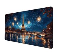 Tapis de Souris Paris Tapis Souris XXL 1200 x 600mm, Imperméable Mousepad Tour Eiffel Motif Bords Cousus Conception Accessoire Bureau Base en Caoutchouc Antidérapant Surface pour Gamer -hjw250621