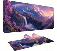Tapis de Souris Paysage De Cascade XXL 600x300x3 mm Grand Tapis Souris Bords Cousus Imperméable Antidérapant Grand Accessoire Bureau étendu pour PC, Ordinateur Améliore Précision et Vitesse j0xk-321