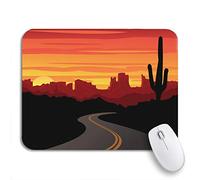 Tapis De Souris Paysage Désert Coucher De Soleil Arizona Canyon Grand Highway Road Utah Tapis De Souris Carré Résistant À Usure Tapis De Souris Antidérapant, pour Maison, Ordinateur, 25 x 30cm