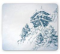 Tapis De Souris Paysage d'hiver Enneigé Asiatique Peinture Cabane De Montagne Bâtiment en Bois Pin Impression Tapis De Souris Antidérapant Doux Tapis Souris, pour Ordinateur, 25x30cm