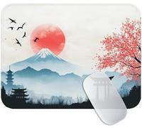 Tapis de Souris Paysage Gaming Petite 350 x 300 x 3 mm, Tapis Souris Japon, Base Anti-Dérapante en Caoutchouc, Surface Micro-Tissée pour Précision, Silencieux, pour Usage Bureau et Télétravail M3-945