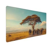 Tapis de Souris Paysage Tapis de Souris XXL 900x400 mm Éléphant Mouse Pad avec Surface Imperméable et Base Antidérapante, Convient pour Bureau, l'ordinateur, Améliore la Précision et la Vitesse 2S-406