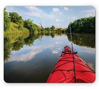 Tapis De Souris Pêche en Kayak sur Le Lac en Kayak Activité De Printemps Nature Idyllique Pastorale Image Tapis De Souris D'Ordinateur Doux Tapis De Souris Antidérapant, pour Jeux, 25x30cm