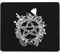 Tapis De Souris Pentacle Wreath Wicca Witch Pagan Tapis Souris Antidérapante Accessoires De Jeu Imperméable Mouse Pad pour Bureau Ordinateur Portable Travail L