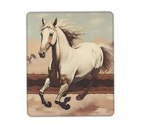 Tapis de souris personnalisé cheval blanc en cours d'exécution - Design unique pour les jeux et le bureau, impression couleur, base en caoutchouc antidérapant, parfait pour ordinateur portable et