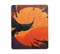 Tapis de souris personnalisé en forme de corbeau volant au-dessus du coucher de soleil - Design unique pour les jeux et le bureau, impression couleur, base en caoutchouc antidérapant, parfait pour les