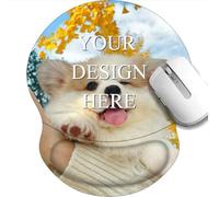 Tapis de Souris Personnalisé Ergonomique Avec Support de Poignet - Ajoutez Photos et Texte, Base Antidérapante, Coussin en Gel Confortable pour Bureau