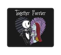 Tapis de souris personnalise Jack Skellington Together Forever Gamer, base en caoutchouc antiderapante, bord verrouillé, tapis de souris de bureau