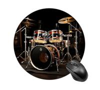 Tapis de souris personnalisé - Tapis de batterie rond - Petit tapis antidérapant en caoutchouc - Pour le bureau et la maison