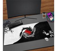 Tapis de Souris Pesce Fiore Bianco Nero,Grand Tapis de Souris de Gaming 1200x600x3mm avec Bords Cousus,Base en Antidérapant Caoutchouc Naturel,Tapis de Clavier Lavable,Tapis de Bureau pour Gamer