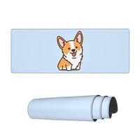 Tapis De Souris Petit Chiot Corgi Assis Base En Caoutchouc Antidérapante Avec Bord Cousu Tapis De Souris Carré, Pour Ordinateur, Jeux, Maison, 80x30cm