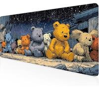 Tapis De Souris Petit Ours,Sous Main Bureau Poupée Tapis De Souris XXL Gaming 900x400x3mm Protege Bureau Avec Base AntidéRapante,Durable ImperméAble Tissu Texturé Microtissu AméLiore PréCision Y1-218