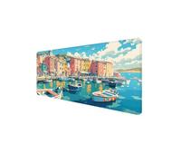 Tapis de Souris Petite Ville, Tapis Souris XXL Gaming 700x300x3mm Antidérapant Étanche Base en Caoutchouc Mouse Pad, Desk Mat avec Bords Cousus, Précision Améliorées pour PC, Gamer, (Bateau) D1-951