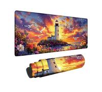Tapis de Souris Phare Grand Tapis de Souris XXL 800x400 mm Tapissouris Bords Surpiqués Désign, Mouse Pad avec Base en Caoutchouc Antidérapant Surface pour Gamer, Ordinateur, Cadeau Femme Homme S-12