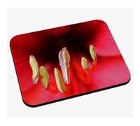 Tapis de souris Photo de pistils jaunes de fleurs rouges en gros plan macro G