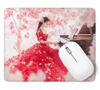 Tapis de Souris Piano, 22 x 18 cm Tapis de Souris Gamer Mousepad, ase en Caoutchouc Imperméable et Antidérapante, Carré Fille Mouse Pad avec Bords Surpiqués, pour Noël Décoration Cadeaux p1j-622