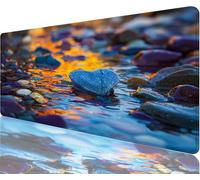 Tapis de Souris Pierre Tapis de Souris Gaming XXL 1200x600x3mm, Rivière Mouse Pad Imperméable et Antidérapant Les Bords à Double Couture Assurent Durabilité, Tandis Microfibre Cadeaux Homme N1-154
