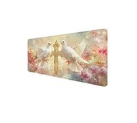 Tapis de Souris Pigeon, Tapis Souris XXL Gaming 1200x600x3mm Antidérapant Étanche Base en Caoutchouc Mouse Pad, Desk Mat avec Bords Cousus, Précision Améliorées pour PC, Ordinateur, (Fleur) D1-127