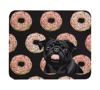 Tapis De Souris Pink Donuts Black Pug Dog Mouse Pad Antidérapante Tapis Souris Résistant Aux Eclaboussures sous-Main pour Travail Ordinateur Portable Ordinateur L