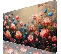 Tapis de Souris Pivoine XXL 800x300mm Mouse Pad Bleu sous Main Bureau avec Base Anti-Dérapante, Précision Accrue pour Joueur, Tapis Souris Gamer Imperméable, Accessoire Bureau Antidérapant H0-961