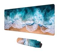 Tapis de Souris Plage 900x400 mm Grand Tapis de Souris Gaming Imperméable Mouse Pad Océan Accessoire Bureau Mouse Pad avec Bords Cousus et Base en Caoutchouc Antidérapante pour Gamer Cadeau Homme L-89