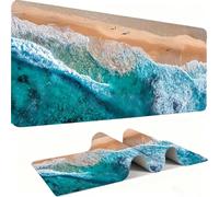 Tapis de Souris Plage De Sable/Paysage XXL 900 x 400 mm Grand Tapis Souris Bords Cousus Imperméable Antidérapant Grand Accessoire Bureau étendu pour PC, Portable Améliore Précision et Vitesse. j0zj411