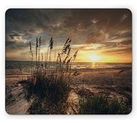 Tapis De Souris Plage Scène Côtière Calme avec Horizon Au Milieu De Nulle Part Coucher De Soleil Nuageux Photo Tapis De Souris D'Ordinateur Doux Tapis Souris, pour Maison, Jeux, 25x30cm